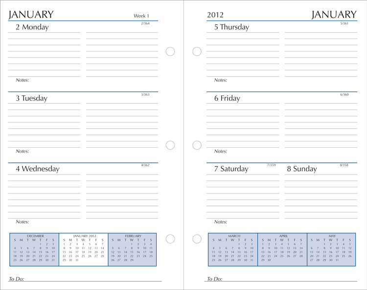 looseleaf weekly organizer refill